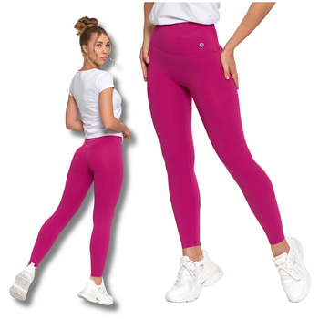 SPORTOWE LEGGINSY DAMSKIE WYSOKI STAN GŁADKIE KRYJĄCE MODELUJĄCE MORAJ