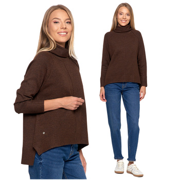 SWETER DAMSKI ELEGANCKI GOLF WYDŁUŻONY TYŁ MODNY MORAJ