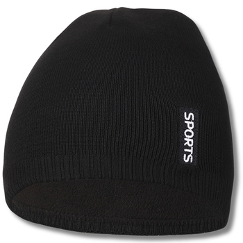 OCIEPLANA CZAPKA ZIMOWA MĘSKA OCIEPLENIE POLAROWE CZARNA NA ZIMĘ MORAJ