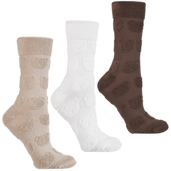 CIEPŁE SKARPETKI DAMSKIE MORAJ DŁUGIE SKARPETY TŁOCZONE MISIE 3-PAR